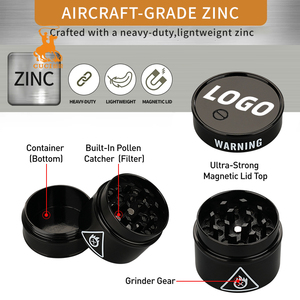 Black Zinc Alloy 3 Piece Smoke <b>Grinder</b> 42mm Portable Manual Crusher Waterproof Reusable Smoking Accessory - Product Image 3