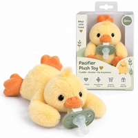 Fabricant de jouets en peluche personnalisés, porte-sucette en peluche en forme de poulet, poussin jaune doux en peluche, jouet de confort pour bébé