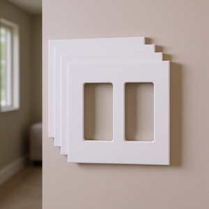 Plaque murale pour interrupteur à bascule blanc à 2 boutons, 4,57 x 4,53 pouces, avec couvercle en plastique pour utilisation avec prise électrique - Product Image 2