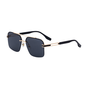 Lunettes de soleil demi-cerclées personnalisées pour hommes, verres PC UV400, monture noire, style Instagram, protection solaire tendance - Product Image 4