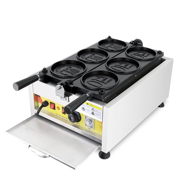 Commerical Use 10 Won 3PCS Cheese Bread Gold Coin Waffle Machine Circular Gold Coin Waffle Mold Machine
