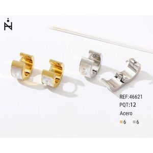 Orecchini a perno a conchiglia in acciaio inossidabile 6mm oro argento gioielli geometrici alla moda unisex - Product Image 1