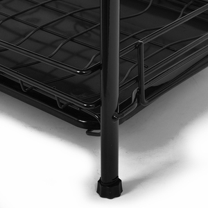 HANGSHAUブラックアイアンドライヤー拡張可能3層大型食器ラックキッチンカウンター用