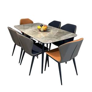 Mesa de comedor Rectangular de estilo europeo, conjunto de sillas de mármol, muebles para comedor