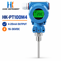 Transmitter Suhu Pt100 Sensor RTD Akurasi Tinggi dengan Output 4-20mA Layar LCD Probe Baja Tahan Karat OEM RS485/HART IP65