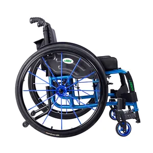 Seat height adjustable 24 inch airless wheel folding sports wheelchair for handicapped people