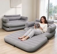 Canapé-lit gonflable 2-en-1 OEM, matelas de camping floqué avec accoudoirs et porte-gobelet, chaise longue portable d'extérieur