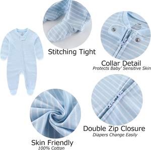 Combinaison en coton à fermeture éclair bidirectionnelle pour <span class=keywords><strong>bébé</strong></span> garçon et fille, lot de 3, manches longues, pyjamas, 0-12 mois - Product Image 4