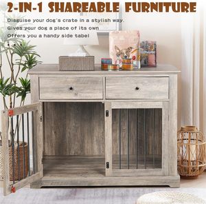 Vendita all'ingrosso di grandi dimensioni mobili moderni di lusso in stile doppia porta in legno di bambù per cani da compagnia - Product Image 2