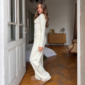 QINSI Women's <strong>Fluffy</strong> Pajama <strong>Set</strong> Plain Two Piece Long Sleeve Warm Winter Nightwear 2 Pcs Velvet Lapel Women's Sleepwear - Product Image 5