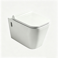 WC suspendu mural en céramique blanche sans bride, style moderne, cuvette carrée, chasse d'eau monobloc, pour hôtel et villa