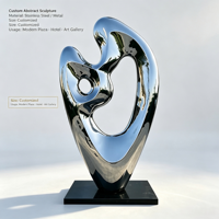 Sculpture abstraite en acier inoxydable, miroir poli, statue en métal, taille et couleur personnalisées, décoration pour la maison, le bureau, le jardin, le parc