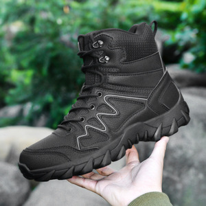 Bottes de désert pour hommes, bottes de randonnée tactiques à lacets en PU pour l'extérieur - Product Image 1