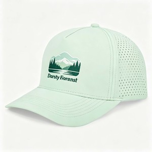 Gorra de béisbol deportiva de malla transpirable perforada con láser de secado rápido de cinco piezas para verano, gorra de camionero impermeable 100% poliéster - Product Image 1