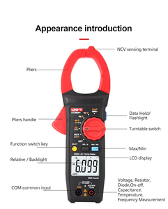 Multimètre UNI-T <span class=keywords><strong>pince</strong></span> mètre UT206A + ampèremètre 1000V voltmètre tension fréquence professionnel électrique intégré mètre 1000A AC - Product Image 4