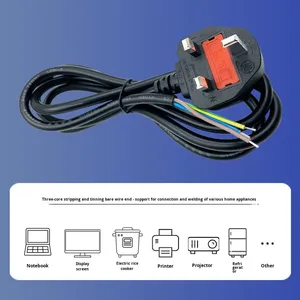 Câble d'alimentation standard britannique, câble de connexion, prise à trois broches, <span class=keywords><strong>rallonge</strong></span> à queue nue, fil à trois conducteurs étamé et soudé <span class=keywords><strong>pour</strong></span> anti-perte - Product Image 3