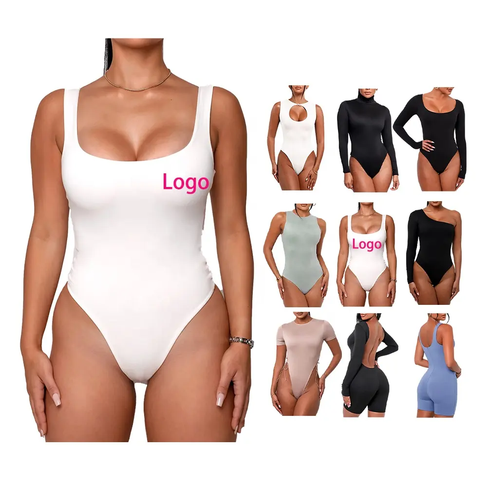 Benutzer definierte Logo Nude Sommer Bodys für Frauen Sexy Skinny ärmellose Bodys Top Großhandel Frauen Bodys