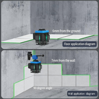 Niveau laser industriel vert 4D 360 degrés 16 lignes avec précision électronique de 1 mm/10 m et auto-nivellement pour la construction
