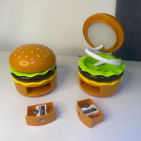 Lampe de table pliable avec design hamburger, style américain, en plastique, alimentée par USB, avec lumière LED, taille-crayon, cadeau