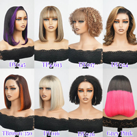 Perruque Lace Front sans colle en cheveux brésiliens abordables, 100% cheveux humains naturels vierges Remy, Perruque Bob courte ondulée naturelle brésilienne colorée
