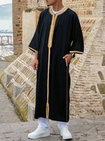Qamis Homme CCY Jalabiya – Vêtement de Prière Ethnique pour Hommes, Boubou Islamique, Tenue Musulmane du Ramadan, Thobe Marocain, Robe de Prière