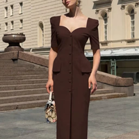 Nouvelle Robe Longue Élégante pour Femme Automne-Hiver, Col Carré Sexy, Tendance et Chic