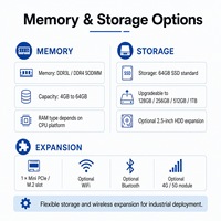 Panel PC Industrial IP65 de 12.1 Pulgadas, Computadora Táctil de Aluminio sin Ventilador con HD-MI, VGA, 2 LAN, 4GB de RAM, 128GB SSD para Automatización