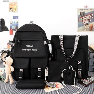 Nuevo conjunto de cinco piezas de mochila escolar de nailon, mochila de estilo coreano de moda, escuela secundaria, estudiante universitario, venta al por mayor de niñas - Product Image 3