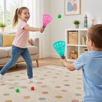 Jeu de lancer et d'attraper la balle, 2 raquettes, 5 balles, jeu interactif pour enfants, extérieur, intérieur, famille, parent-enfant, jouet éducatif, cadeau