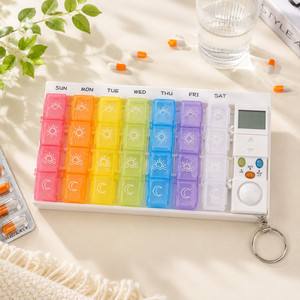 Boîte de Rangement Électronique avec Minuteur et Alarme, Organisateur Hebdomadaire Numérique à 28 Compartiments pour Vitamines et Médicaments, Boîte à Pilules 7 Jours - Product Image 2