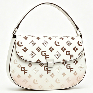 Bolso de Hombro Tipo Saddle de PU Blanco para Mujer, con Estampado Floral y Cierre de Solapa - Product Image 5