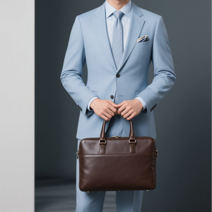 Bolso personalizado <span class=keywords><strong>de</strong></span> oficina <span class=keywords><strong>de</strong></span> cuero <span class=keywords><strong>de</strong></span> vaca <span class=keywords><strong>de</strong></span> grano superior para hombre, bolso para documentos <span class=keywords><strong>de</strong></span> negocios, bolso para ordenador portátil <span class=keywords><strong>de</strong></span> 13 pulgadas y 14 pulgadas, maletín marrón - Product Image 2