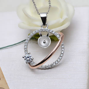 Accesorio de Plata S925 para DIY, Collar con Perlas de 8-10 mm, Base para Colgante, 3091, Colgante de Globo Terráqueo, Planeta, Satélite, Cristal - Product Image 3