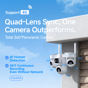 Caméra de sécurité extérieure 4G Okam Pro 12MP avec suivi automatique, étanche, sans fil, carte SIM 4G, kits de maison intelligente Cloud, <span class=keywords><strong>4</strong></span> objectifs - Product Image 2