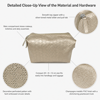 Sac cosmétique portable vintage tendance en PVC résistant à l'eau et imperméable avec fermeture éclair pour les voyages et le maquillage