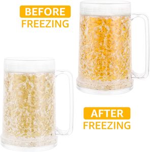 Vasos de cerveza de doble pared 500 ml Taza de cerveza congelada Vasos de cerveza con asa Vasos de plástico para beber - Product Image 4