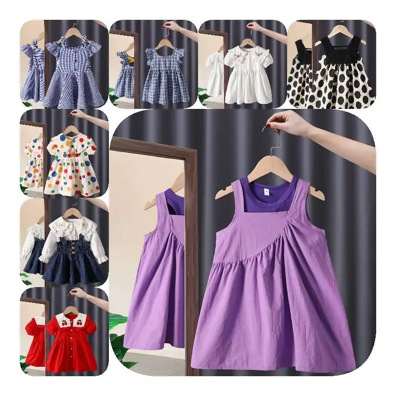 Compre vestidos de verão de manga curta para meninas e vestidos curtos de renda com laço e babados até o joelho