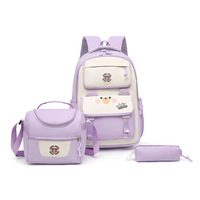 Nouveau sac à dos multifonctionnel 3-en-1 en polyester, design anime cartoon, grande capacité, léger, sac à lunch pour collège