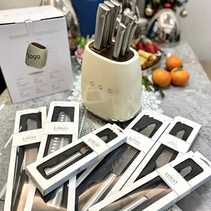 Ensemble de couteaux de cuisine de luxe rétro <span class=keywords><strong>Smeg</strong></span>, 7 pièces, multicolores, en acier inoxydable, pour boutique de détail haut de gamme - Product Image 4
