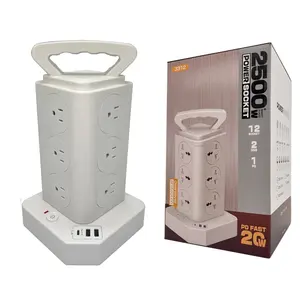 Custom logo US power socket with PD20W Type-C port and USB 12 US outlet tower shape 12 AC US extension Electrical socket