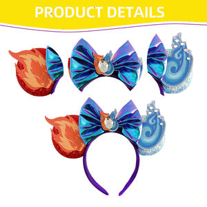 عصابة رأس على شكل أذني فأر مع عناصر النار والماء، إكسسوار شعر للحفلات التنكرية في الهالوين، عصابات شعر بقرون شيطانية للنساء والفتيات والأطفال - Product Image 2