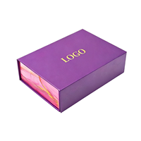 Boîte pliante de luxe personnalisée de couleur violette avec logo en feuille d'or, écologique, recyclable, rigide, en papier, doublée d'éponge, pour crème pour le visage et soins de la peau