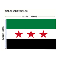 Drapeau de la Syrie, République Arabe Syrienne, drapeau à trois étoiles, impression numérique 100% polyester, 3x5 pieds, 90x150 cm