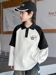 T-shirt à <span class=keywords><strong>manches</strong></span> <span class=keywords><strong>longues</strong></span> pour garçons, <span class=keywords><strong>polo</strong></span>, printemps 2026, nouvelle tenue de printemps pour enfants, ensemble deux pièces, haut, vêtements pour enfants, <span class=keywords><strong>polo</strong></span> - Product Image 3