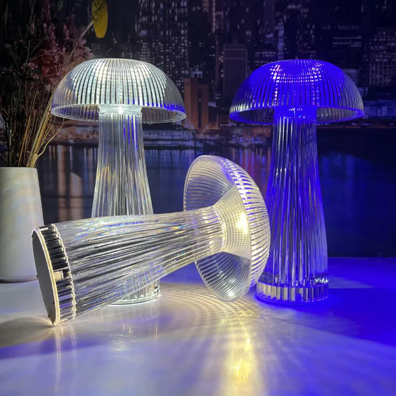 2022 новый дизайн Лидер продаж бесплатный образец гриб Медузы светодиодный Кристалл Настольная лампа 3 цвета RGB 16 видов цветов USB Творческий свет