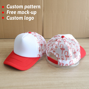 <span class=keywords><strong>Cappello</strong></span> Trucker a 5 Pannelli con Corda Rossa in Schiuma, Motivo Semplice, Alta Qualità, Rete Personalizzata, Stile Bastoncino di Zucchero Natalizio per Donne - Product Image 1
