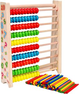 Ábaco de Madera para Niños, Juguete Educativo Temprano con Cuentas de Colores, Marco de Cálculo, Aprendizaje de Matemáticas Montessori 3+ Unisex - Product Image 4