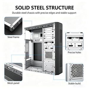 Caja <span class=keywords><strong>de</strong></span> PC <span class=keywords><strong>de</strong></span> <span class=keywords><strong>Escritorio</strong></span> Clásica para Negocios, Chasis <span class=keywords><strong>de</strong></span> Computadora Micro ATX <span class=keywords><strong>de</strong></span> Torre Media con 2 Ventiladores RGB, Compatible con 4 Ranuras <span class=keywords><strong>de</strong></span> Expansión - Product Image 3
