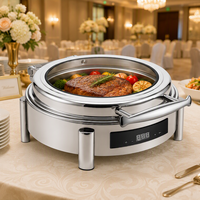 Pemanas Makanan Stainless Steel Allnice 6L Bentuk Bulat, Chafing Dish Listrik Komersial untuk Perlengkapan Hotel dan Pernikahan