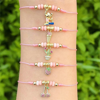 Bracelet à breloques pour filles tendance CH-CKT0778, bracelet pendentif enfant fille couleur CZ en gros, bracelet en corde réglable, bijoux